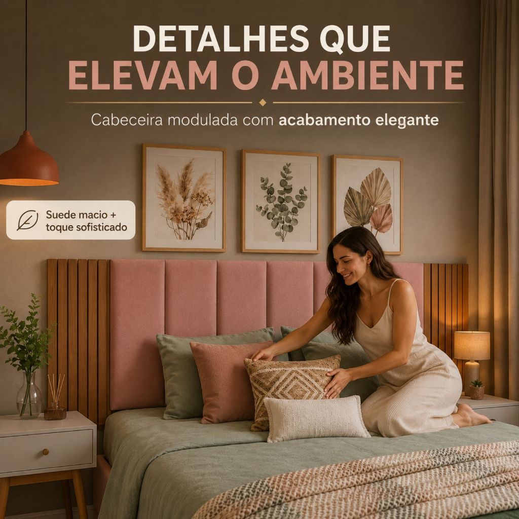 Kit 12 Cabeceira Modular + Painel Ripado MDF Para Cama Box Casal King Queen - Envio Full