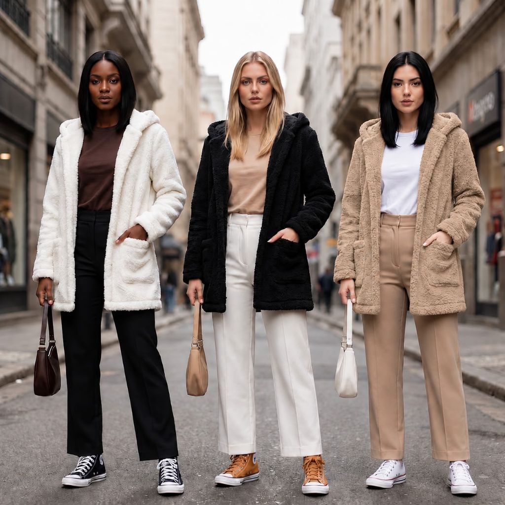 CASACO TED FEMININO LONGO PELUCIADO INVERNO