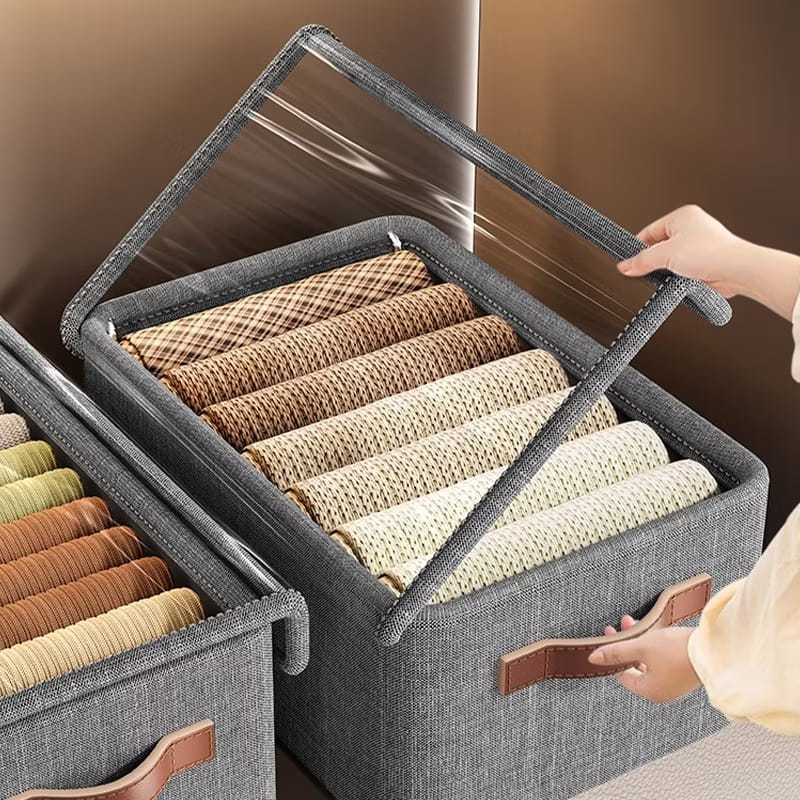 Caixa de Armazenamento de Roupas e Brinquedos  com Tampa ou Sem Tampa para Íntimas e Calças-47*28*20cm