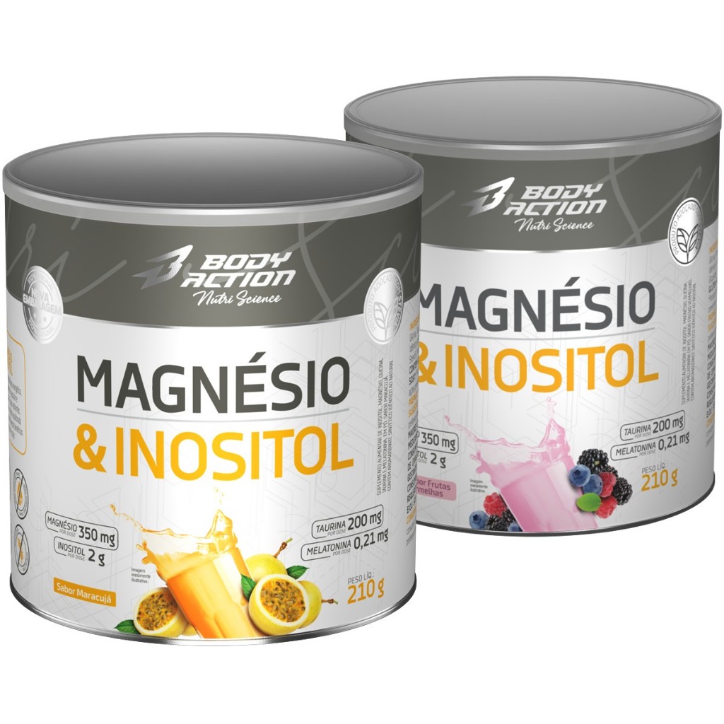 Kit 2x Magnésio & Inositol Com Melatonina 210g Bodyaction