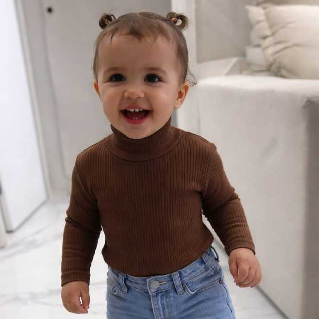 Blusa Gola Alta Manga Longa Infantil Menina 2 Ao 10