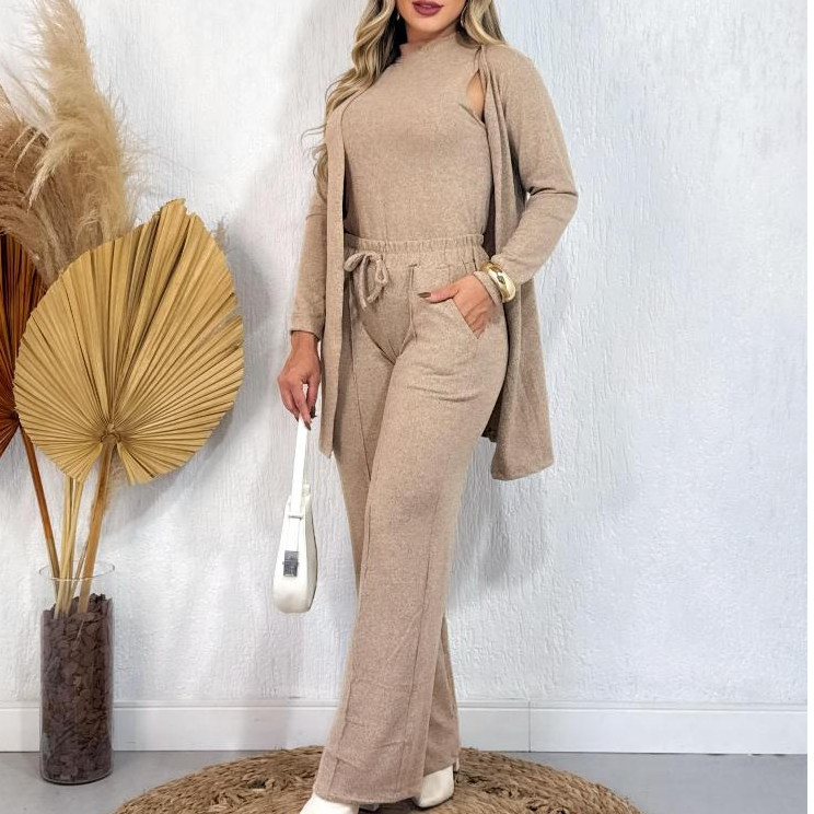 CONJUNTO FEMININO LÃNZINHA DE FRIO OUTONO INVERNO 3 PEÇAS ESTILOSO PANTALONA