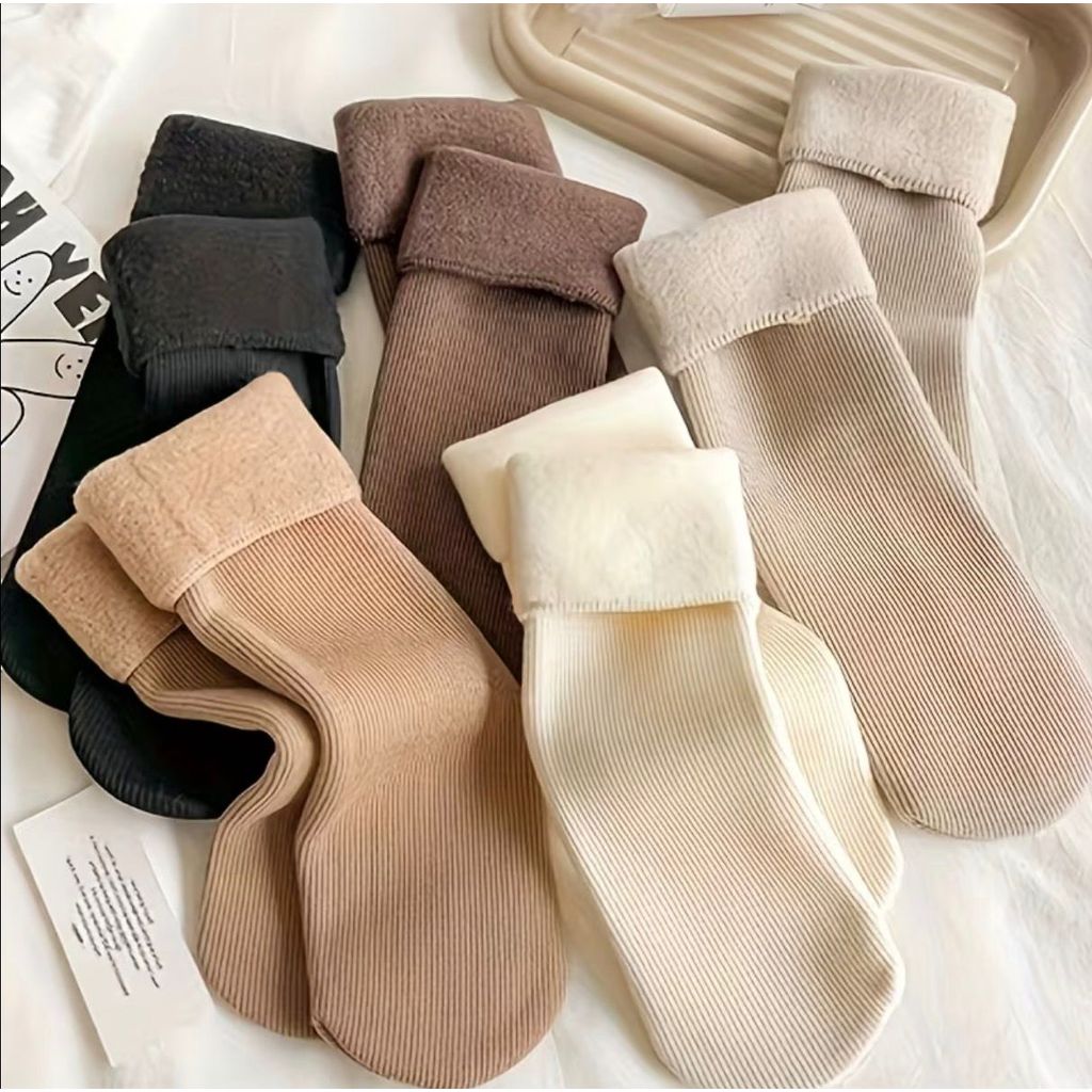 Kit 2, 4, 6, Pares Meias De Inverno Térmica Grossa Quente Frio Neve Forrada Fofinha