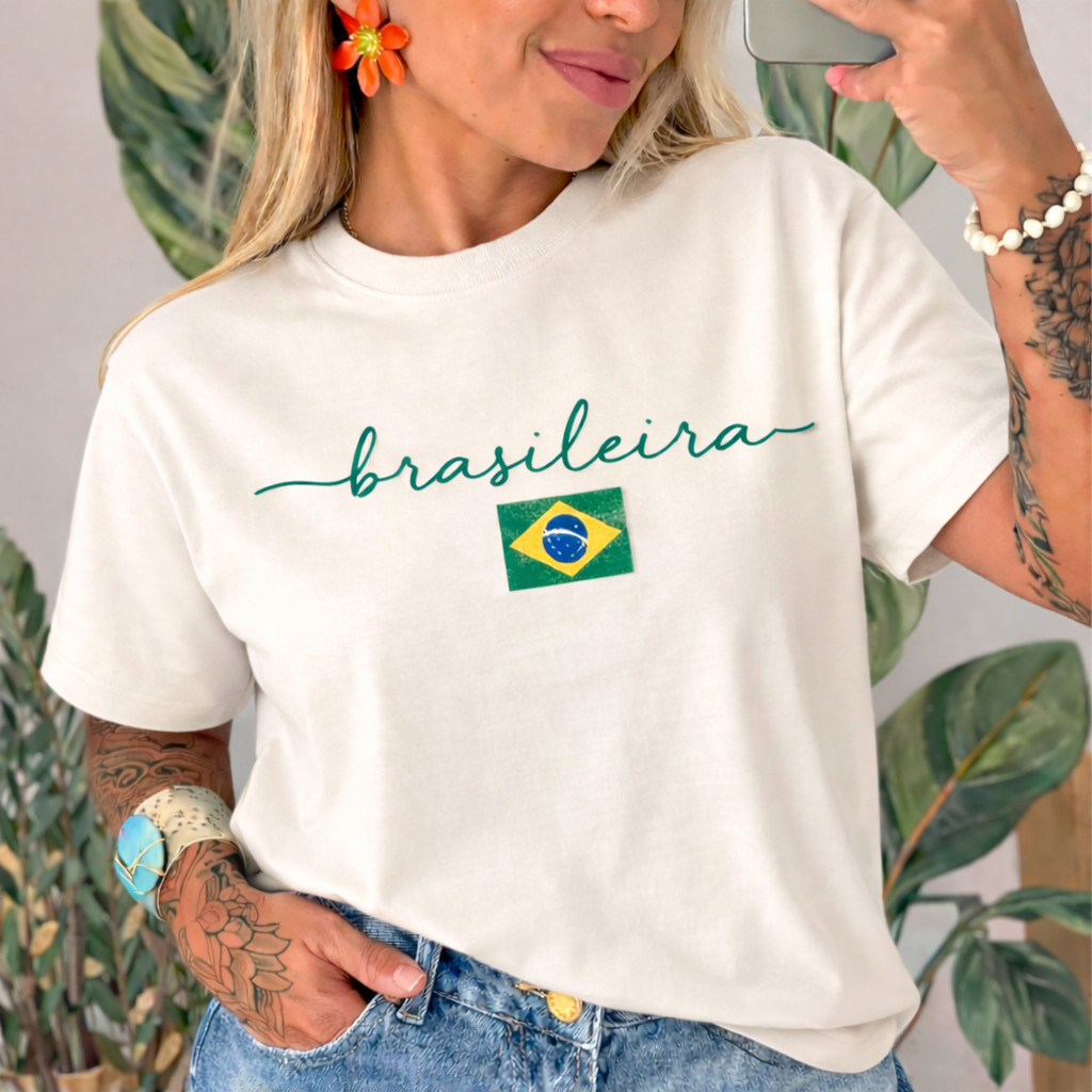 Camiseta Copa do Mundo Brasil 100% Algodão Copa Do Mundo Feminina Seleção
