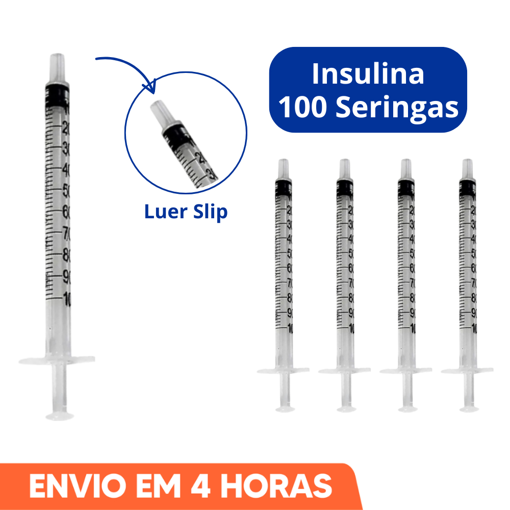 Seringa Descartável de Insulina 1ml Sem Agulha 100un Marca SR