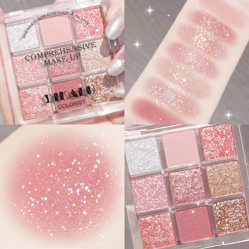 Paleta De Sombras De 9 Cores-Acabamentos Foscos , Brilhantes E Em Tons De Terra , Esfumaçados Azuis-Roxos