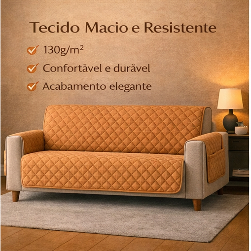 Protetor de Sofá Matelado com Bolsos  –  3 Lugares King 3 Lugares   Padrão 1,50 larg  2 Lugares e 1 Lugar Poltrona