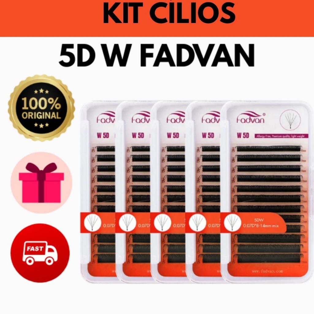 KIT Cílios 5D W Fadvan Extensão de Cílios Alongamento Fio a Fio No Brasil Escolha Diversos Tamanhos