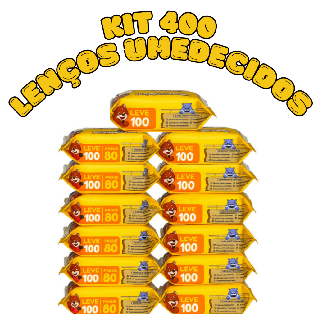 Kit 400 Toalhas Umedecidas Chameguinho Baby Lenço Umedecido Infantil Higiene Bebê Menina Menino