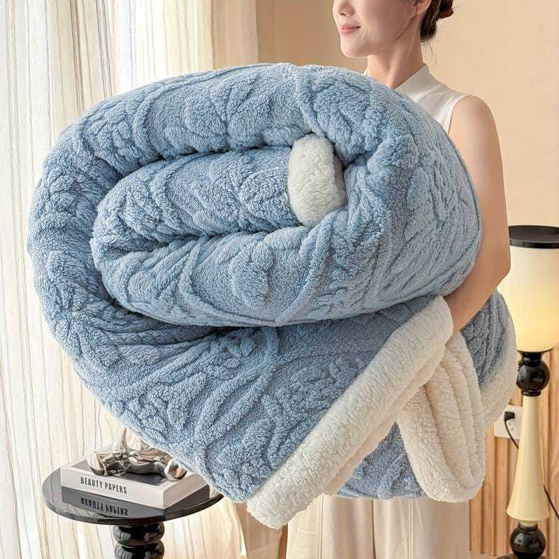 Cobertor Manta Casal 2,10 X 1,90 Cm Jacquard Com Sherpa