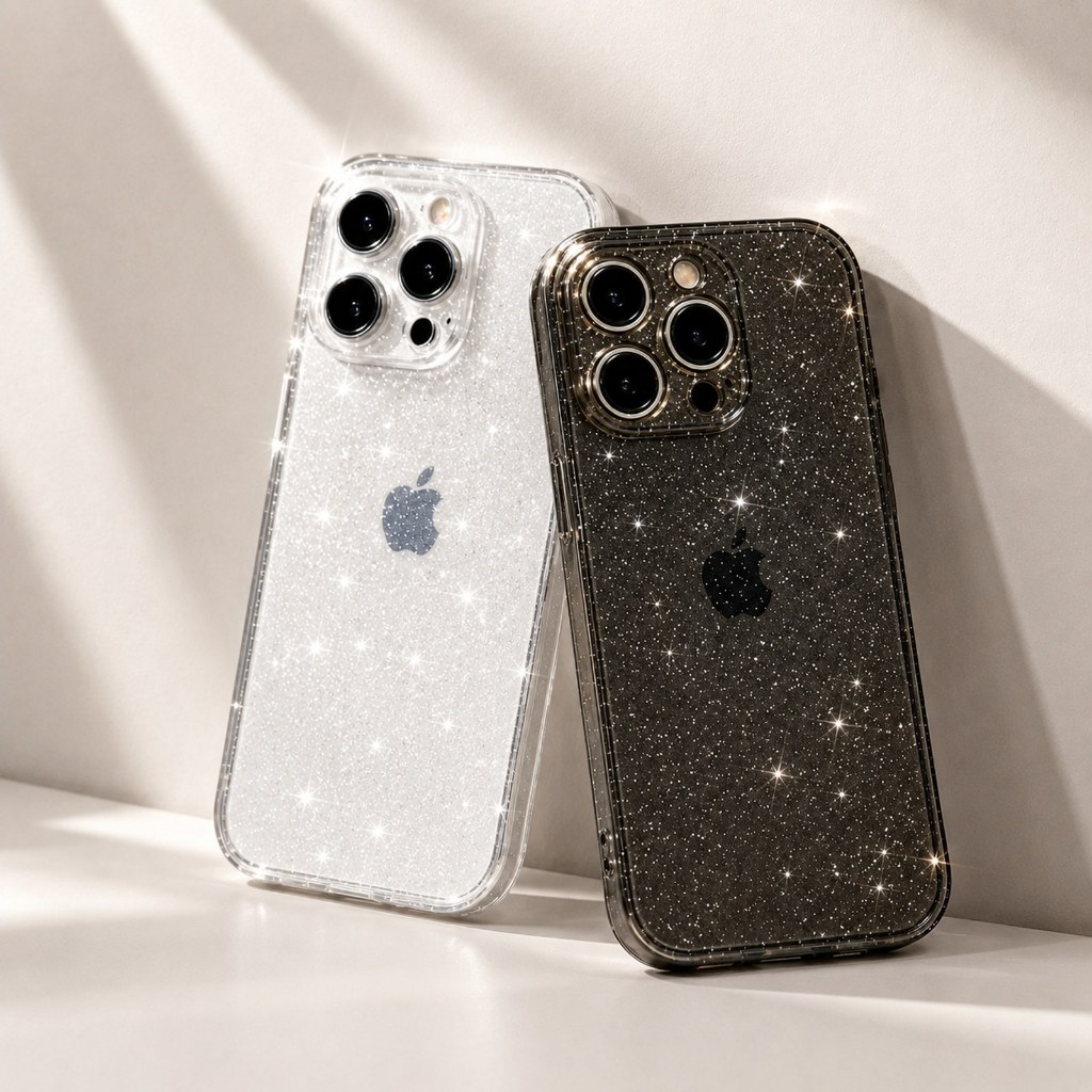 Capa de Celular Glitter Transparente Comparável com iPhone XR 11 12 13 14 15 16 Pro Max Silicone Anti-Shock