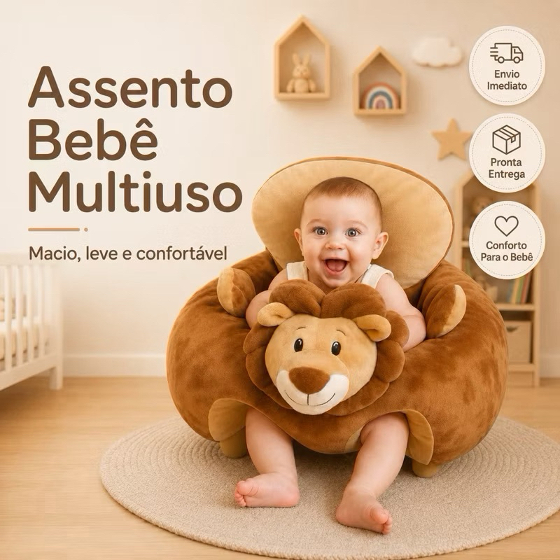 Assento de Bebê Sofazinho Estofado Apoio Para Sentar 3 a 8 Meses Cadeirinha Infantil Multiuso