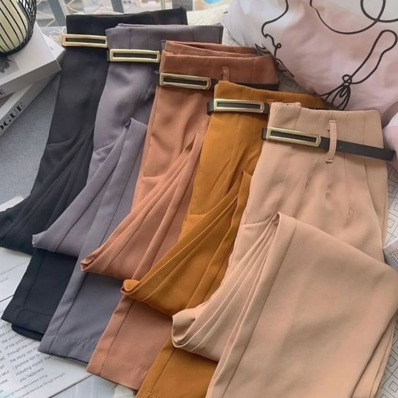 Calça Alfaiataria Feminina Cintura Alta Com Zíper Na Lateral