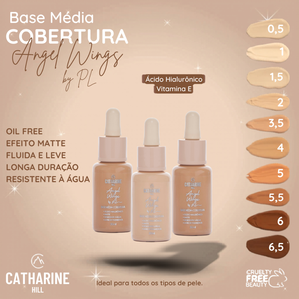 Base Líquida Chill Média Cobertura Pri Lessa Catharine Hill Vegana 30ml Angel Wings Matte