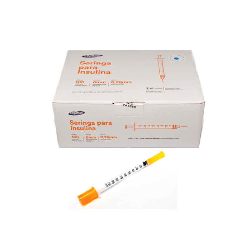 Seringa de Insulina 1ml 100UI com Agulha Fixa 6 mm