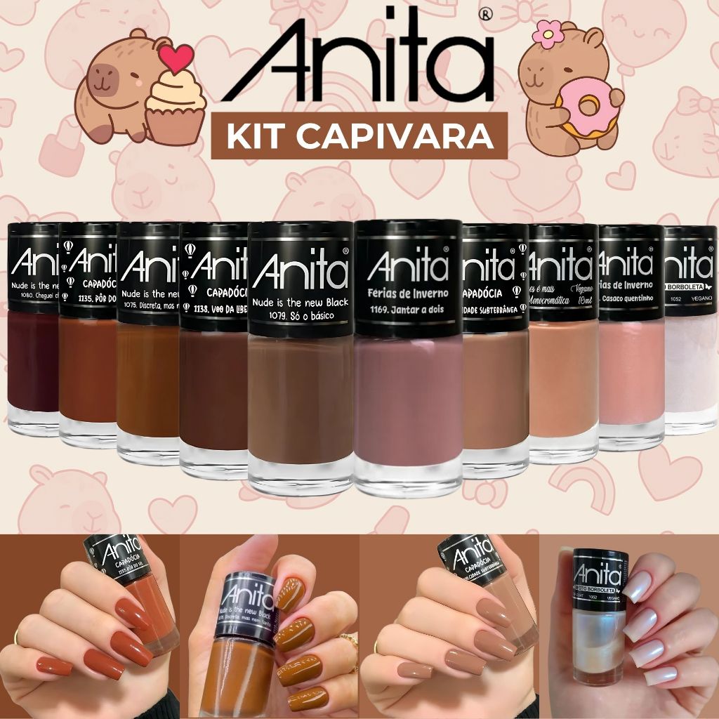 Kit Esmalte Capivara Esmaltes Anita Tons Marrom Terrosos Atacado Manicure