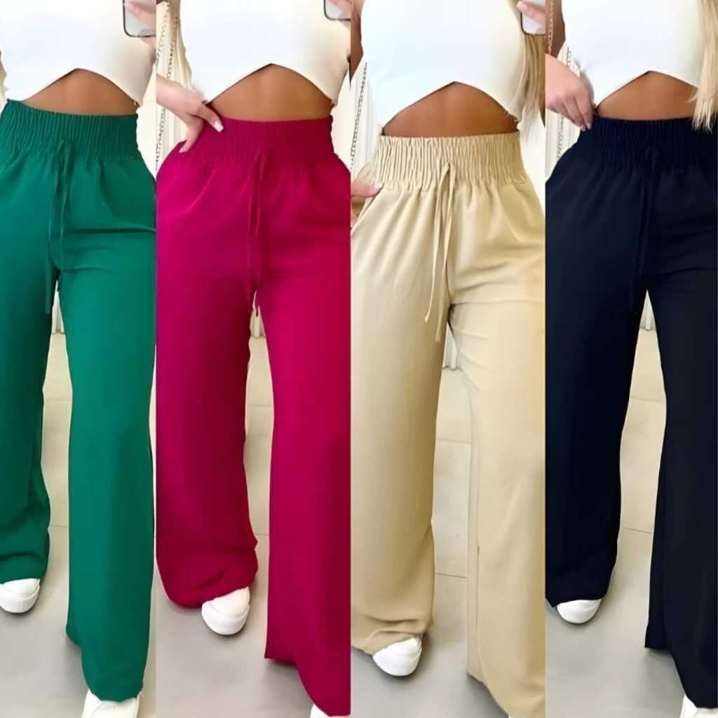 Calça Pantalona Cintura Alta Afina Cintura