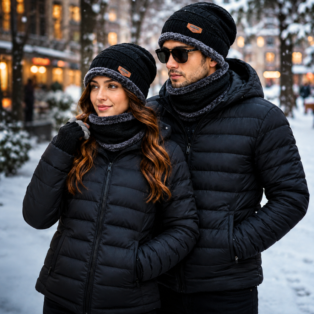 Conjunto Bobojaco Jaqueta Puffer + Touca Gorro e Gola Forrada Pelinho Inverno Acolchoada Reforçada