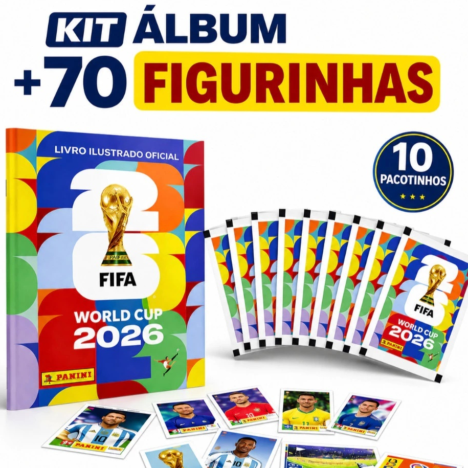 Album Brochura com 70 Figurinhas Oficial Copa do Mundo 2026 - Capa Mole