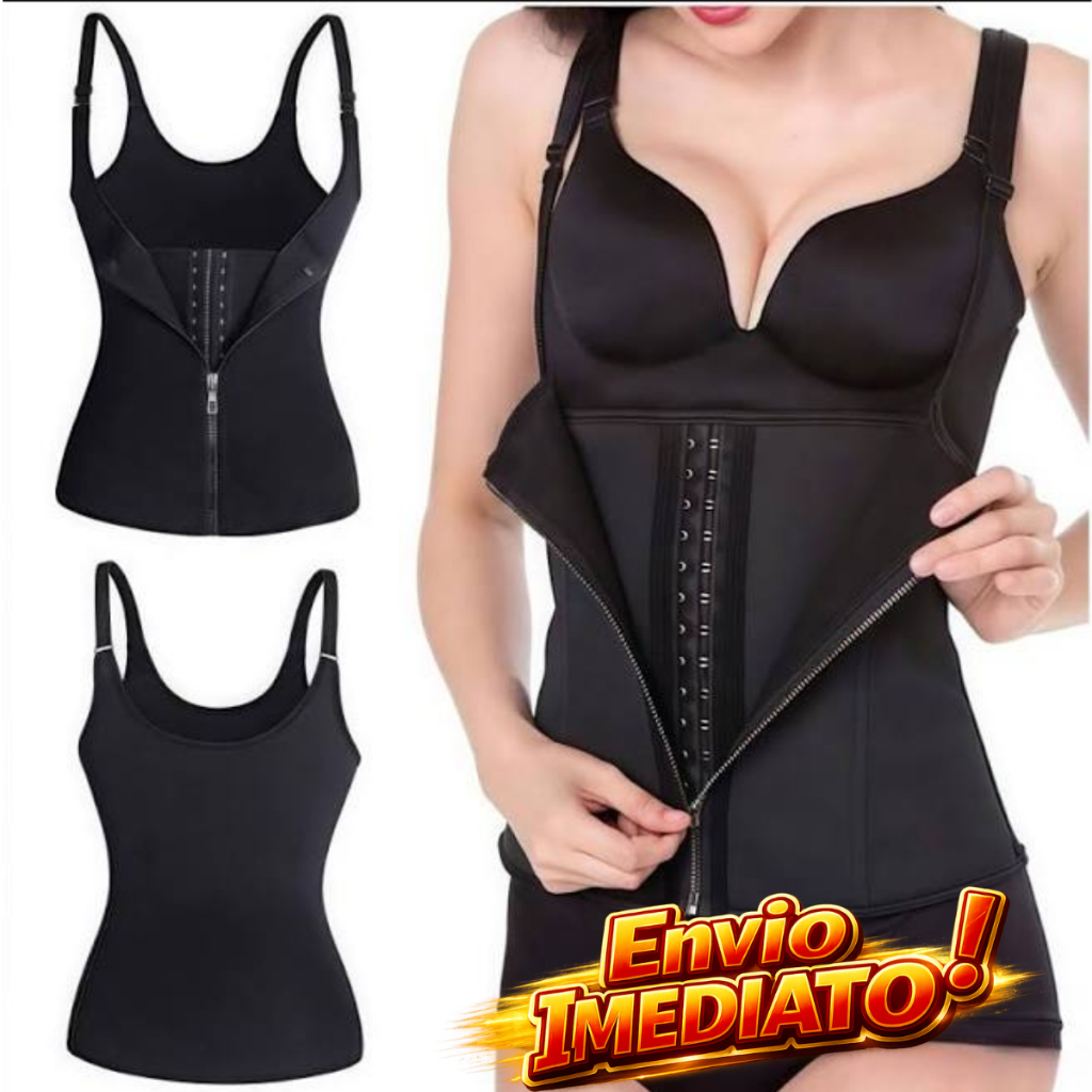 Cinta Modeladora Feminina com Zíper - Cintura Dupla de Compressão Ajustável para Redução Abdominal e Suporte com Alça