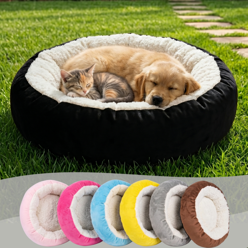 Cama Pet Sherpa Redonda Antiestresse Caminha Super Macia Inverno Luxo P e M