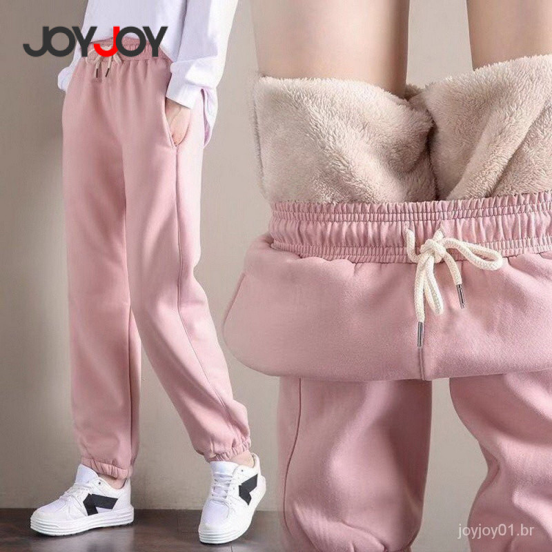 Moletom de forro de lã Flex feminino/Calça Casual Feminino；Calça de Inverno com Forro em Lã de Carneiro Plus Size