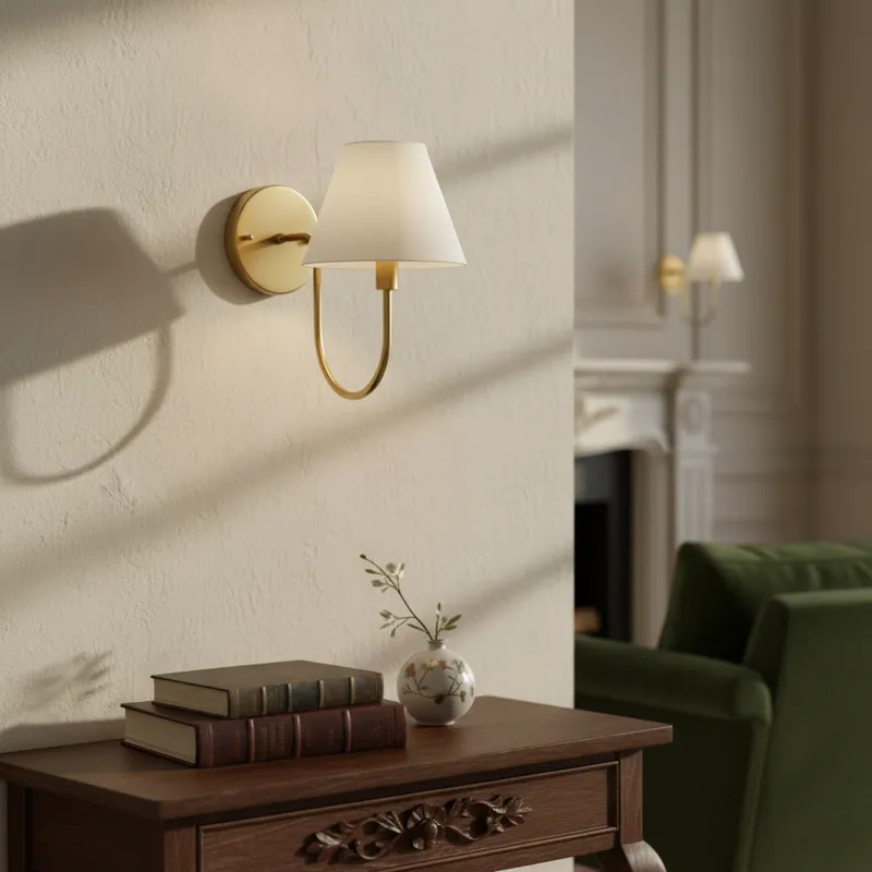 luminaria arandela de Parede Curvada Com Cúpula algodão casa canto de sala quarto cabeceira cama escritório