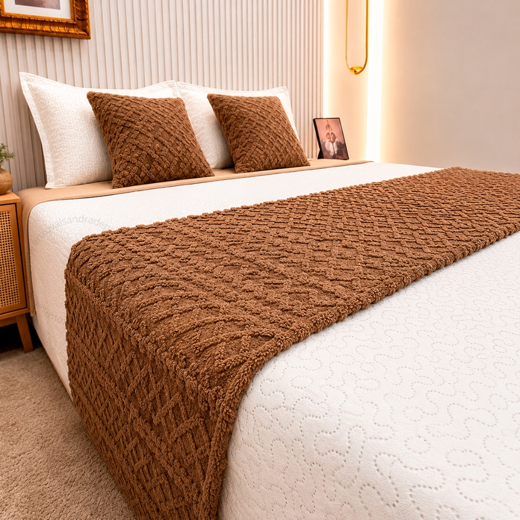 Kit Peseira Para Cama 3 Peças 2 Capas de Almofadas Decorativa Flannel Fofinho Macio Casal Queen King