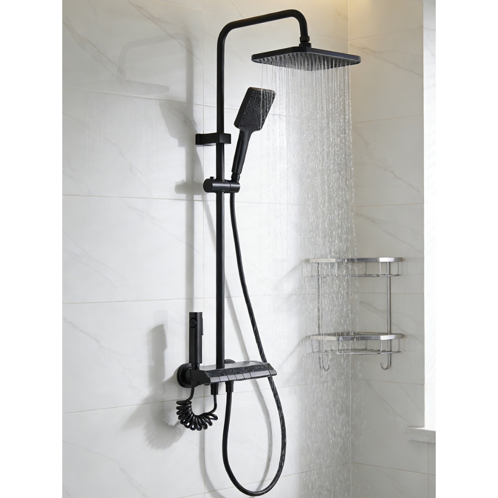 Conjunto Torneiras + Chuveiro 4 Funções (Quadrado/Redondo) | Sistema Compatível Aquecedores Gás e Elétrico
