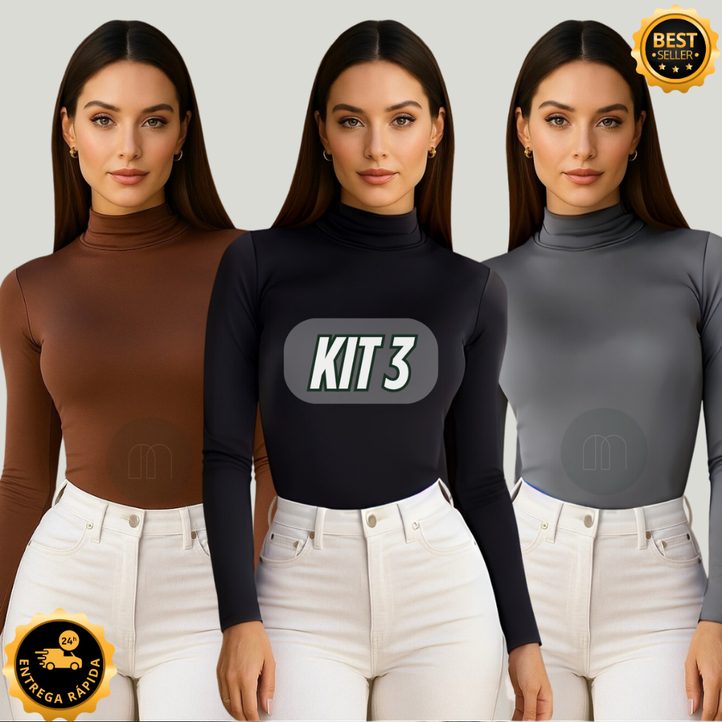 Blusas Femininas Gola Alta Cacharrel Segunda Pele Térmica