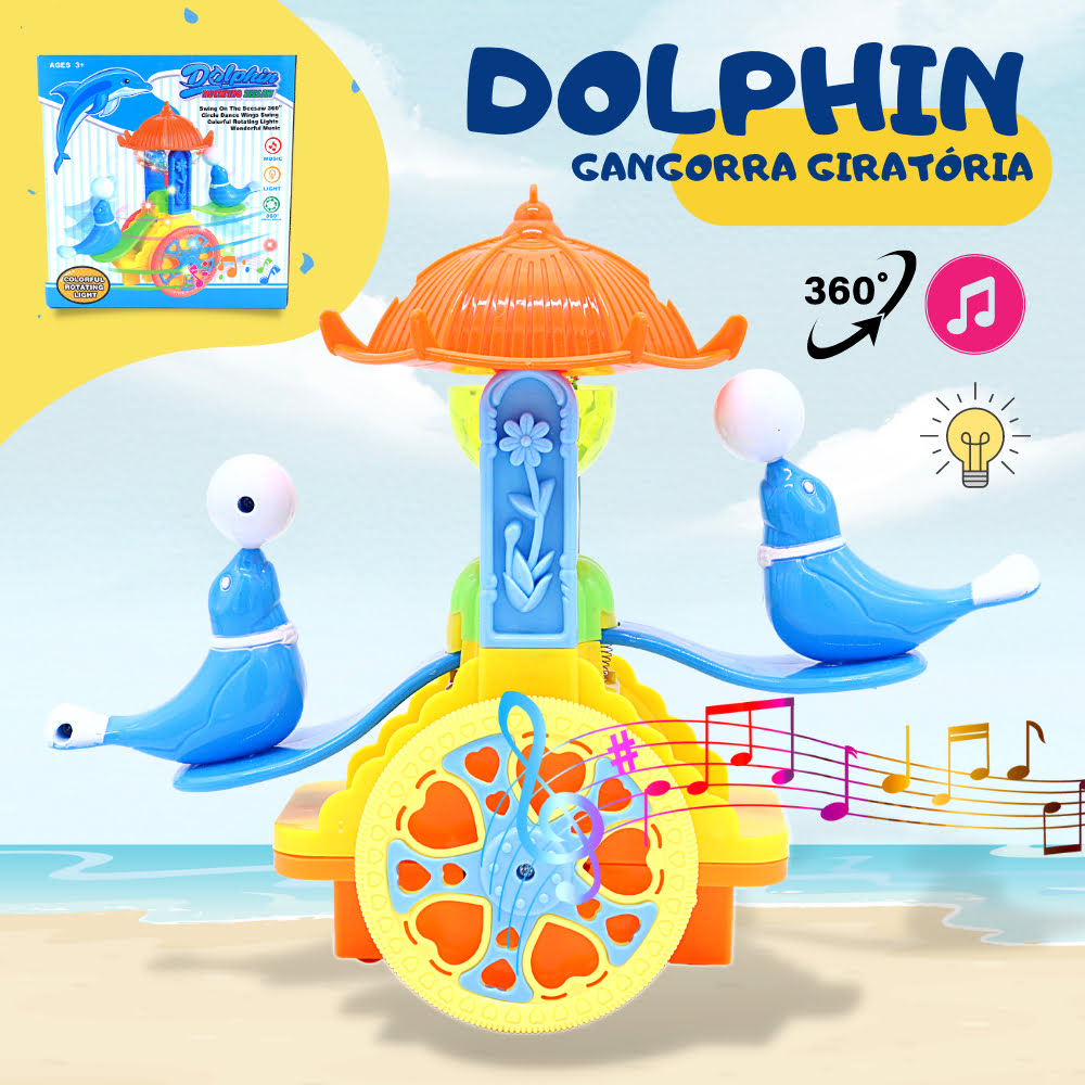 Brinquedo Golfinho Musical Gangorra Giratória