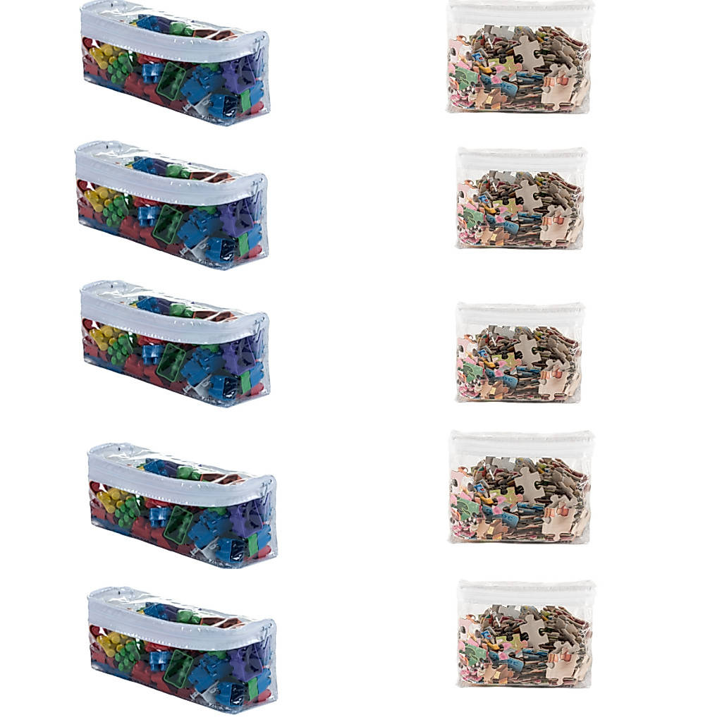 Kit 10 Saco Para Guardar Brinquedos Peças Pequenas Com Zíper Caixa Baú Quarto Infantil