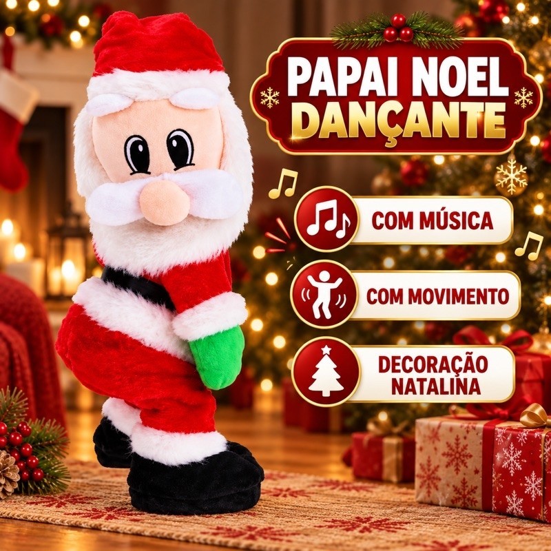 Papai Noel Musical com Movimento Presente de Natal