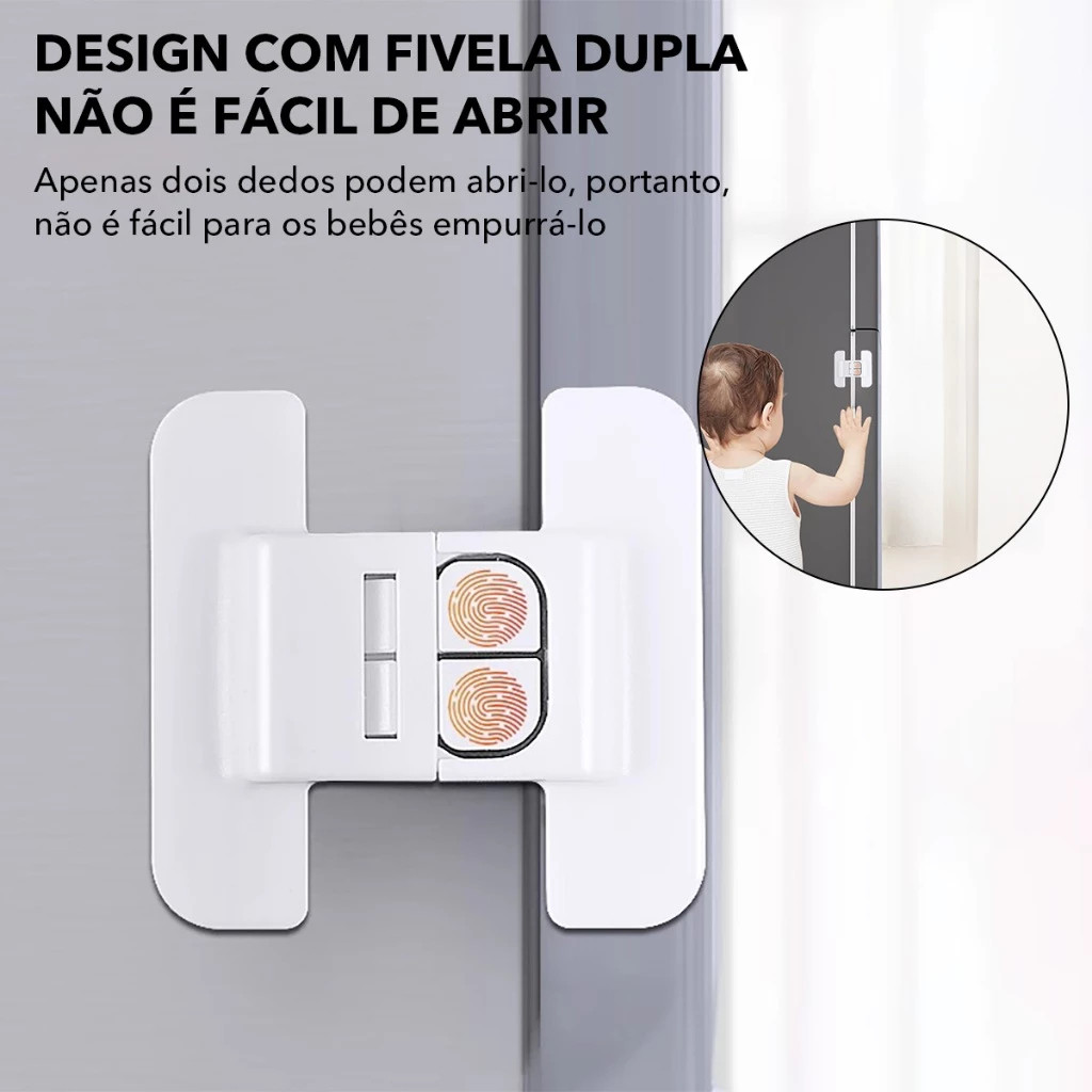 Bloqueador de Porta para Geladeira e Freezer 3 ou 5 Unidades Fechadura de Segurança Infantil com Adesivo Forte e