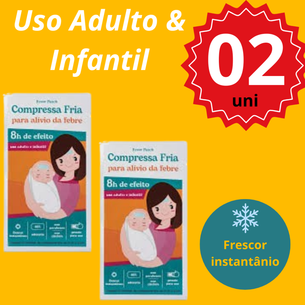 Adesivo Febre Gel Compressa Refrescante Adulto E Infantil - 2 Unidades.