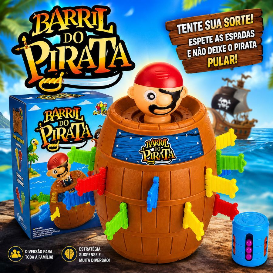 Jogo Barril do Pirata Pula Pula Pirata Brinquedo Educativo